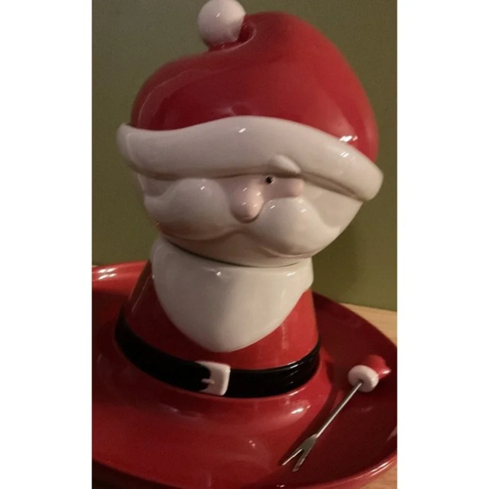 Santa Claus Fondue Set, Ceramic, With Fondue Fork.‎